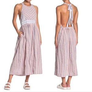 Free People Color Theory Midi Dress in Pink Combo womens XS NWOT